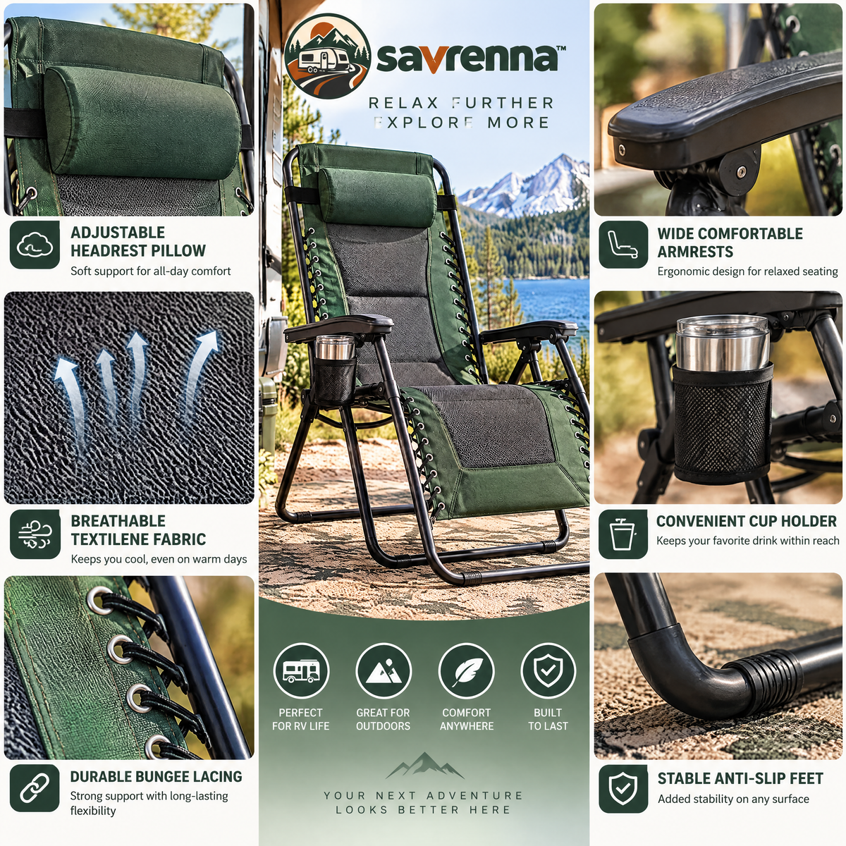 savrenna™ Zero-Gravity Camp Chair