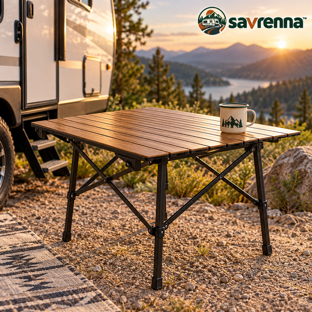 savrenna™ Roll-Top Folding Camp Table