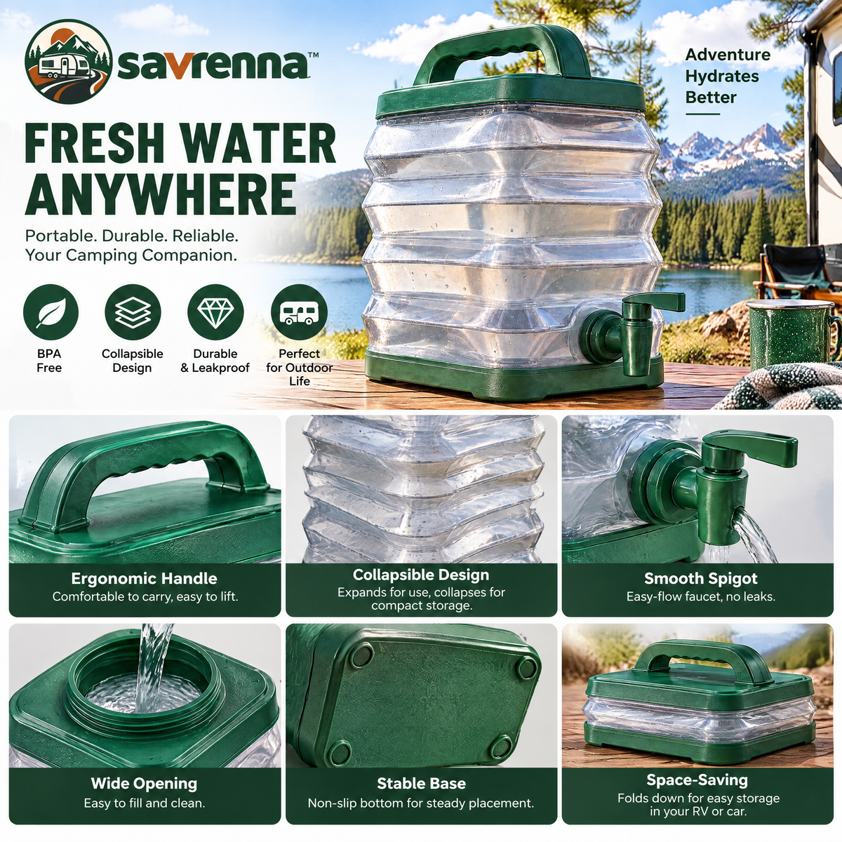 savrenna™ Collapsible Water Container with Spigot
