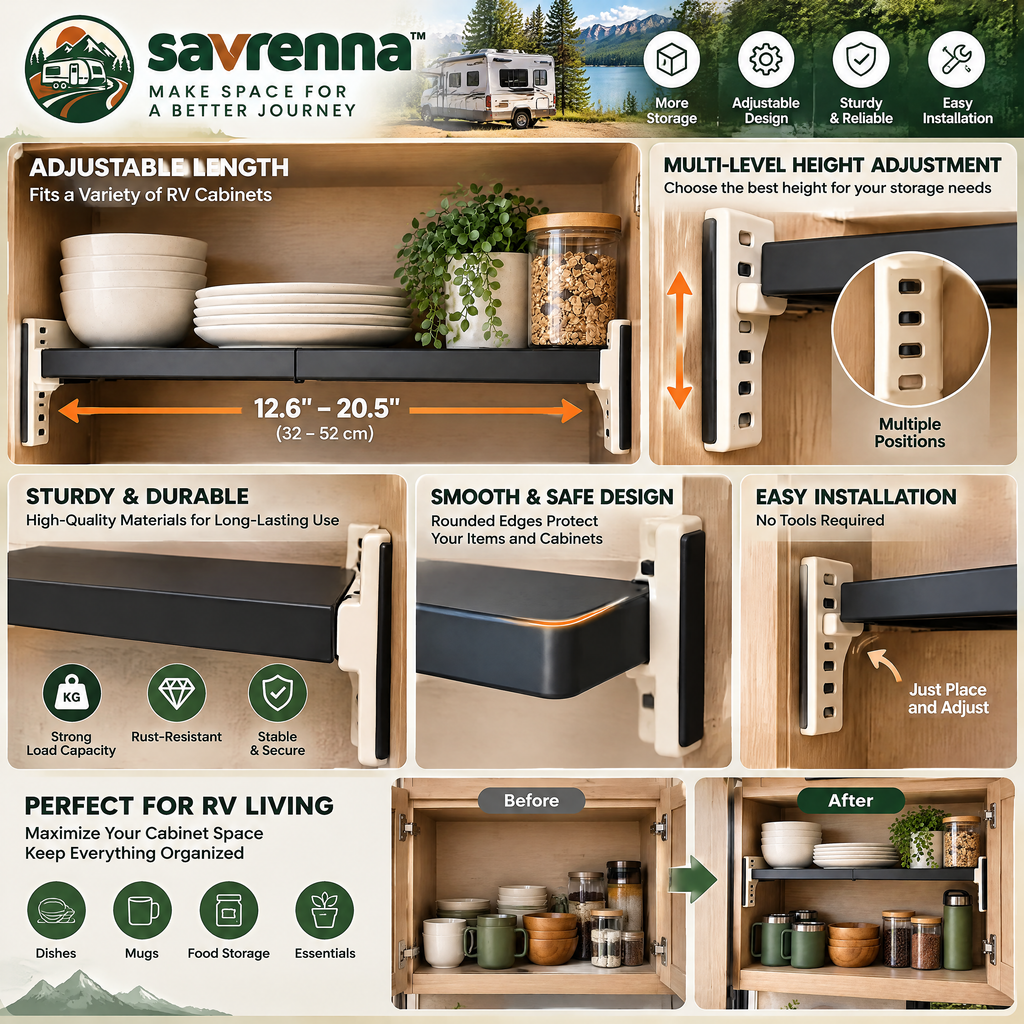 savrenna™ Adjustable RV Cabinet Shelf