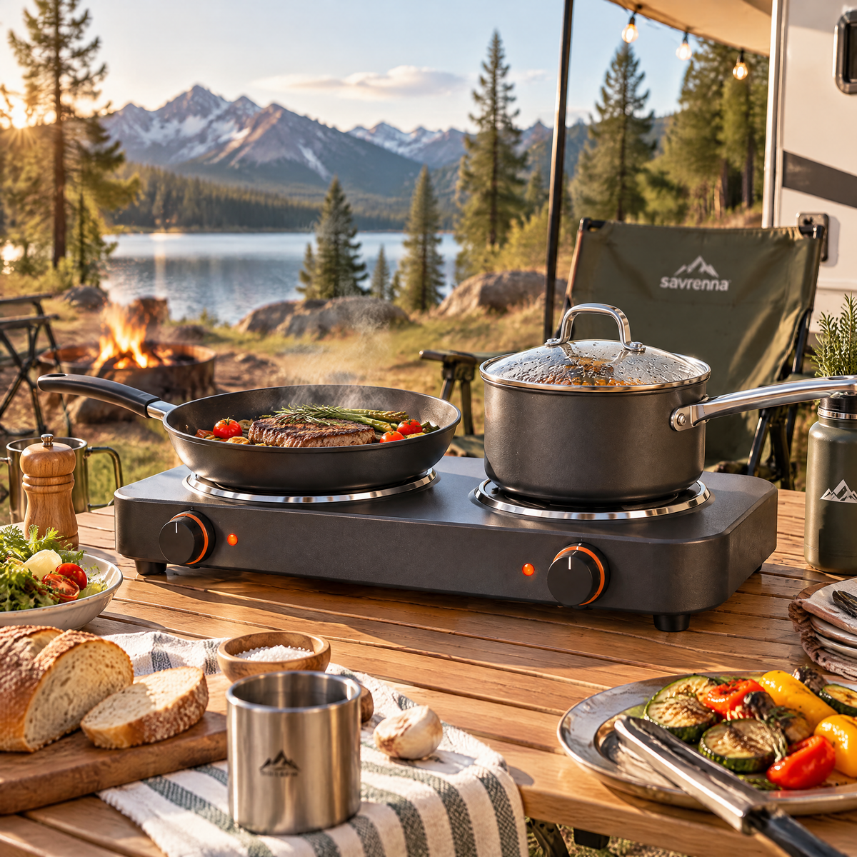 savrenna™ Portable Electric Double Cooktop