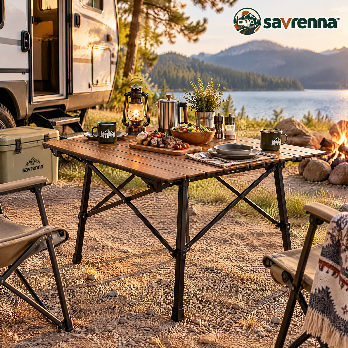 savrenna™ Roll-Top Folding Camp Table