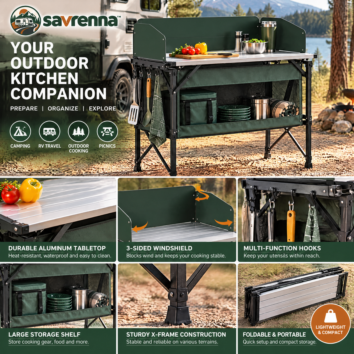 savrenna™ Collapsible Camp Kitchen Station