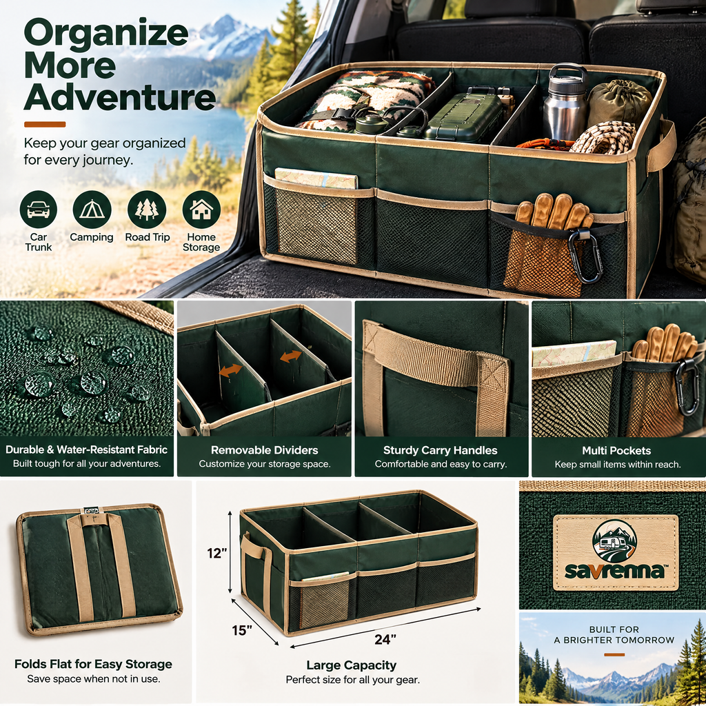 savrenna™ Foldable Trunk Gear Organizer